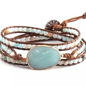 Boho Semi Precious Stone Bracelet Wrap or Necklace